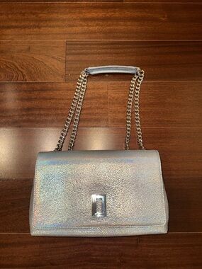 Karl Lagerfeld Silver Iridescent Chain Shoulder Purse Women’s